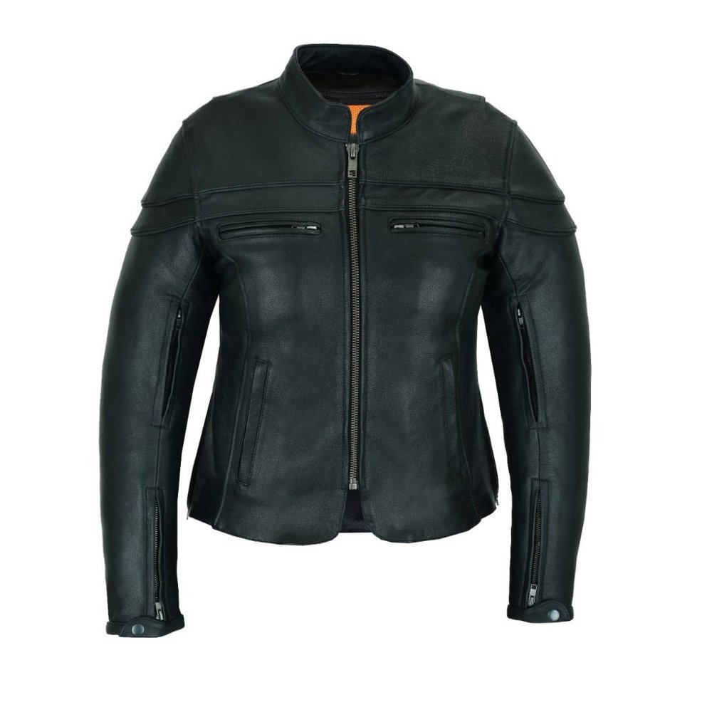 Ladies Racer Leather Jacket with Zip Out Liner